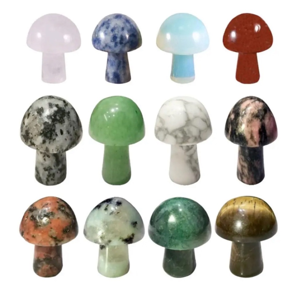Set of 5 Mixed Lot Natural Crystal Mushroom/Hand Carved Quartz Crystal Healing - Picture 2 of 8